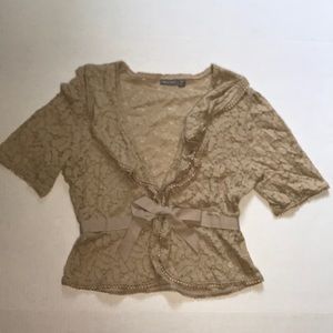 Apt 9 bow lace beige top cardigan blazer style